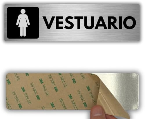 LEIASA Panneau vestiaire pour femme - 5 x 18 cm - Épaisseur 0,8 mm - Aluminium - Signe vestiaire féminin - Signe vestiaire féminin - Costume exclusif femme