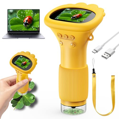 Microscope Numérique pour Enfants (200MP/1000X) | Écran IPS HD, Compatible PC, Portable, Parfait pour Exploration Extérieure