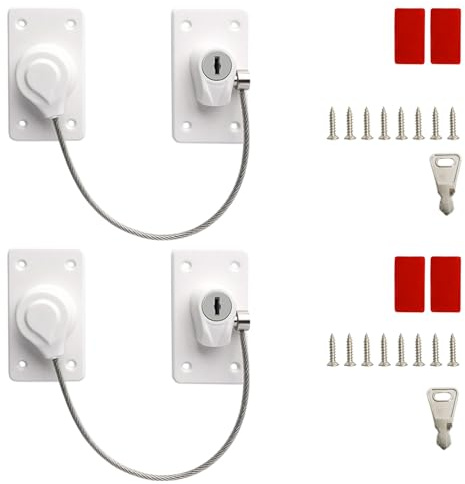 2 Pcs Lucchetto Frigorifero Bambini, Autoadesivo Blocca Cassetti Per Bambini, Non è Richiesta Alcuna Perforazione Lucchetto Per Frigorifero Con 2 Chiave, Adatto Per Frigoriferi, Armadi, Finestre, Ecc