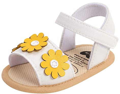 Generisch Sandalias niña al aire libre bebé para niñas flores primeros zapatos para caminar sandalias de bebé zapatos para aprender a andar 20, Blanco, 20 EU