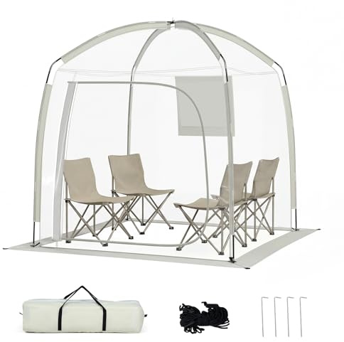 COSTWAY Pop up Bubble Tent, All Weather Sport Shelter Screen House with Carrying Bag, Foldable Instant Camping Tent Canopy Shelter for Sporting Events, Parades and Fishing (Clear, 215 x 215 x 200cm)