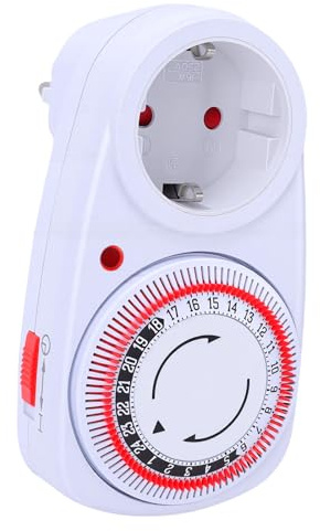 Sxhlseller Enchufe con Temporizador Mecánico de 24 Horas, Tomacorriente Eléctrico Enchufable de 16A 3680W con Clasificación IP44 Resistente a la Intemperie para Luz Exterior, Ventilador, Piscina y