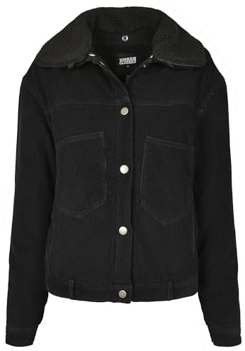 Urban Classics Ladies Oversized Corduroy Sherpa Jacket Giacca in Jeans, Nero (Black/Black 00825), XX-Large Donna