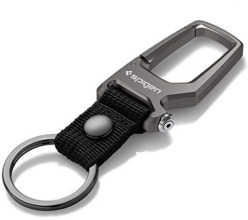 Spigen Mosquetón con Llavero, Llavero Abrebotellas para hombres y mujeres, Mosqueton pequeño para coche moto - Gris