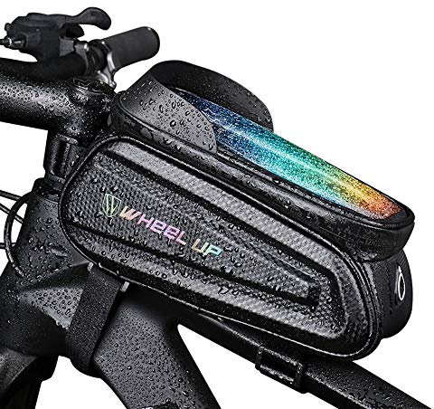 AICTIMO Borsa Telaio da Bicicletta, Borsa da Manubrio per Bici Impermeabile PortatileTouch Screen Porta Cellulare Bici Borse Ciclismo Top Pannier per Telefoni 7 Pollici