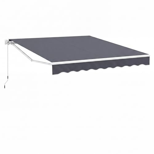 COSTWAY Tenda da Sole per Esterno Avvolgibile 3 x 2,5 M, Tenda da Sole a Bracci Estensibili con Telaio in Alluminio, Tettuccio Resistente al Sole e Impermeabile e Manovella (3 x 2,5 M, Grigio)