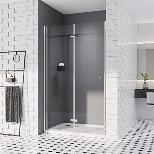 Duschtür 90, Falttür Nischendrehtür 180° Duschwand 6mm ESG-Sicherheitsglas Duschkabine Dusche Höhe 185cm