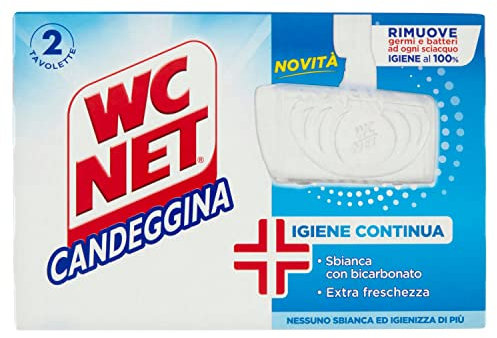 Wc Net - Tavoletta Candeggina Igiene Continua, Detergente Igienizzante Solido per WC, Rimuove Germi e Batteri, Azione Sbiancante, 2 Pezzi