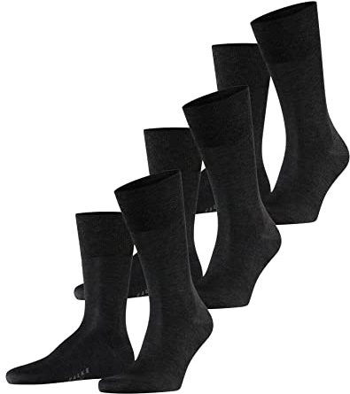 FALKE Herren Socken Tiago Multipack M So nachhaltige Fil D'Ecosse Baumwolle einfarbig 3 Paar, Grau Anthracite Melange 3095, 43-44