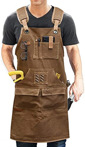 Tablier de travail homme,tablier de menuisier homme,tablier de soudeur,tablier atelier croisé avec poches, tablier d'outils imperméable résistant aux usures pour jardin, atelier d'artisanat et garage
