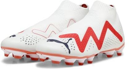 PUMA Chaussures de Football Future Match+ LL FG/AG pour Homme, Puma White PUMA Black Fire Orchid, 44 EU