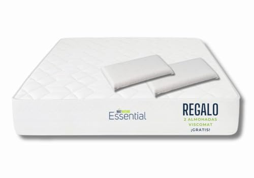 Matnature | Essential | Colchón Viscoelástico | Núcleo HR (High Resilience) Compactado | Reversible Verano-Invierno | Altura 24 cm | Regalo Almohadas Viscomat (180 x 200 cm)