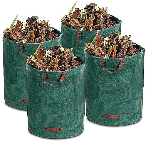 Vegena Gartenabfallsack: 4er Set Robuste Gartensäcke, Reißfestes PP-Gewebe, Selbststehend & Faltbar Für Gartenabfall, Grünschnitt & Laub (272L, Grün)