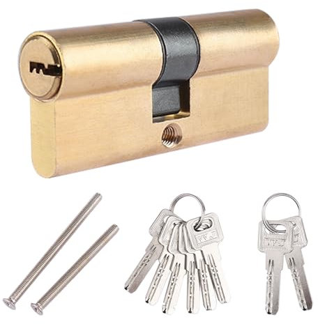 ORTAVA Cilindro di chiusura 35/35 in rame metallico, 70 mm, con 8 chiavi, adatto per tutti i tipi di porte Hengsong