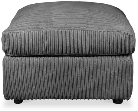Large size Amalfi jumbo cord fabric footstool puoffee (Grey)
