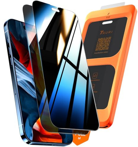 TAURI 3 en 1 Protector de Pantalla para iPhone 16, 2 láminas de vidrio templado + 1 herramienta de instalación sin polvo, Anti-arañazos protector pantalla privacidad, Sin Polvo Sin Burbujas