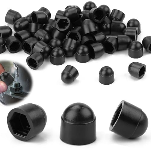 SWTYExt Tapas de Tuercas de Pernos M6 Embellecedor Tornillo Negro 50 Piezas Tapones de Plastico Tapas Protectoras hexagonales Tapa Encajada Abombada para Tuercas Pernos Roscados y Barras Roscadas