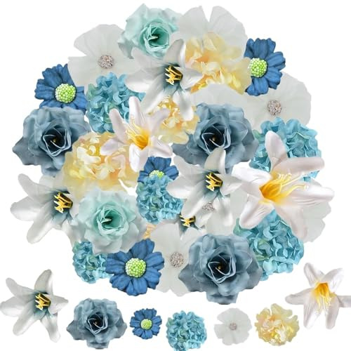 JOZMMZEOOA Konstgjorda blommor, 40 stycken, konstgjorda blommor, heminredning, simulering, falska konstgjorda blommor, som riktiga dekorationer, konstgjord konst, blommor, för brudbukett, bröllop,