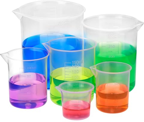 QWORK® 6 Pezzi misurini in plastica, 25 ml, 50 ml, 100 ml, 150 ml, 300 ml e 500 ml