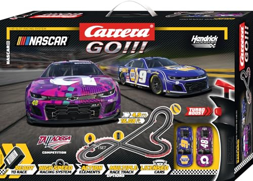Carrera - 20062582UK - Carrera GO!!! Nascar 4.9 Race Track Set I Racetrack with Licensed Slot Cars | Up to 2 Players | For Children from 6 Years and Adults