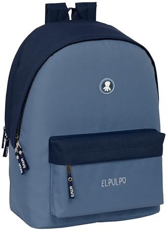 Safta EL PULPO - Laptopryggsäck 15,6 tum och USB, perfekt för ungdomar i olika åldrar, återvunnet tyg, bekväm och mångsidig, kvalitet och motstånd, 31 x 18 x 44 cm, blå/marinblå, M
