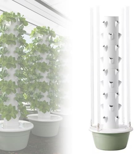 Torre hidropónica con luz LED para cultivo Torre hidropónica con bomba hidratante Torre de jardín hidropónico Torre de cultivo hidropónico vertical para hierbas, frutas y verduras,28holes