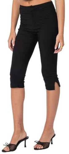 SANSIWU Women Y2k Yoga Capri Pants Elastic High Waist Slim Fit Stretch Leggings 3/4 Length Split Cropped Tummy Control Gym Joggers Bottom