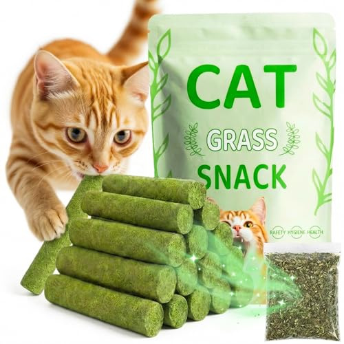 GREMBEB Cat Grass Treat Cats Toy 100g/3.53oz Freeze Dried Catnip Toys Kitten Chew Stick for Removal Hairballs for Cleaning Teeth Indoor Kitty Dental Care Lickable Edible Snack