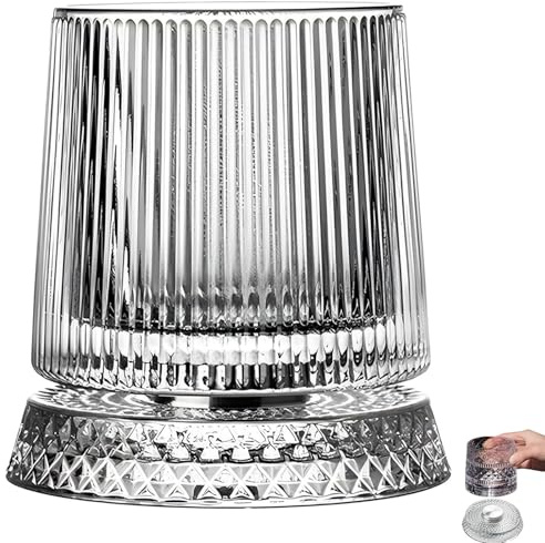Bicchiere da whisky rotante a 360 gradi, Bicchiere da whisky in cristallo con base stabile, Design rotante antistress per padre o marito