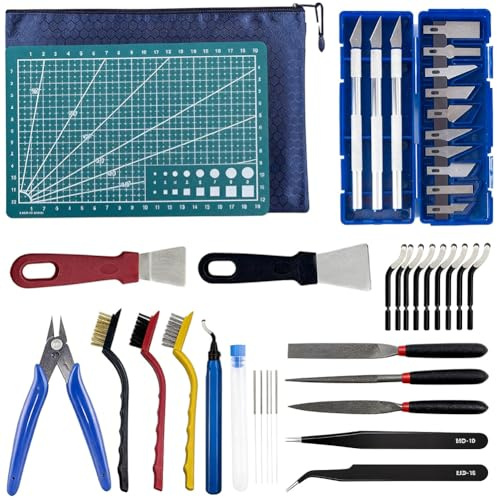 CEWROM Kit d'accessoires d'imprimante 3D, 42 pièces, kit d'outils d'imprimante 3D, accessoires d'imprimante 3D avec kit de nettoyage de buse, outil d'ébavurage, outils de retrait, pinces, pinces pour