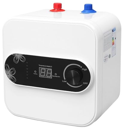 Underbordsvarmvattenberedare, 10 l, 1 500 W, trycksäker varmvattenberedare med digital LED-display, temperaturkontroll 30–65 °C, underbordsapparat för kök och badrum, väggmontering