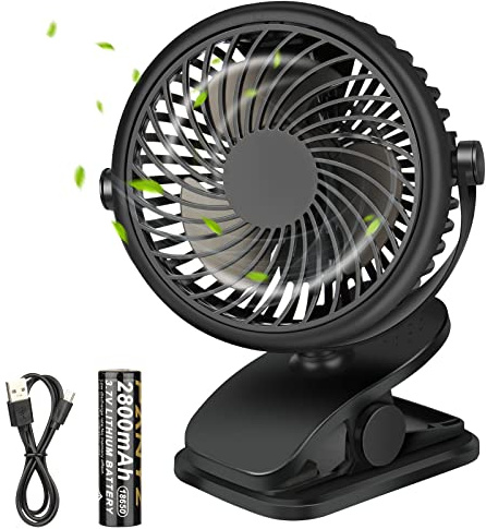DIAOCARE Ventilador Portátil con Clip, USB, Silencioso, 3 Velocidades, Recargable 360 Grados de Rotación, para Cochecito de Bebé/Coche/Viajes/Oficina/Hogar/Mesa.