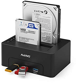 Maiwo K3082H USB 3.1 GEN1 5Gbps Dockningsstation för 2st 2,5-3,5 SATA HDD SSD upp till 14TB med stöd för UASP 3xUSB3.1 Hub