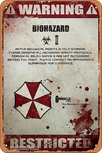 Warning!Biohazard Restricter Vintage Look Iron 20 x 30 cm Placa decorativa para el hogar, cocina, baño, granja, jardín, garaje, citas inspiradoras decoración de pared
