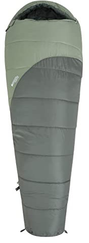 Mountain Warehouse Summit 250 Schlafsack - 3/4 Saison Isolierter & Mumienförmiger Schlafsack, 22cmX40cm wenn gepackt - Für Herbst, Camping & Trekking Khaki Reißverschluss Links - Lange Länge (215cm)
