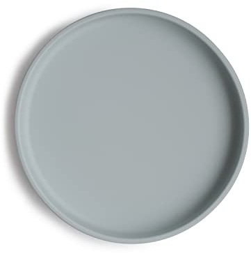 Mushie Classic Silicone Non-Slip Suction Plate for Babies & Toddlers | Food Grade Silicone | Dishwasher & Microwave Safe (Stone)