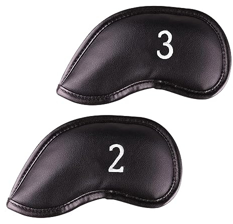 All Teed Up Premium Magnetic Leather Iron Golf Club Head Covers | Set of 2 | Fits Most Irons | Embroidered Club Label on Both Sides
