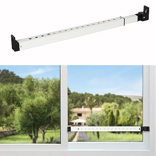 2-Section Upgrade Window Security Bar with Child-Proof Anti-Lift Lock, Easy Install for Single Hung Windows or Narrow Patio Doors, Extendable (16-7/8 to 29-7/8), White