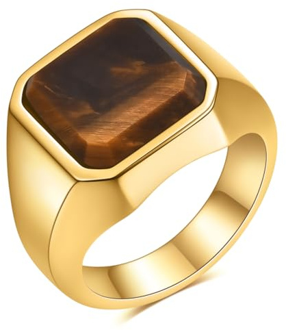 MYNENEY 14K Gold/Silver/Black Plated Square Signet Ring Anillos De Hombre Statement Classical Wedding Rings Band for Men