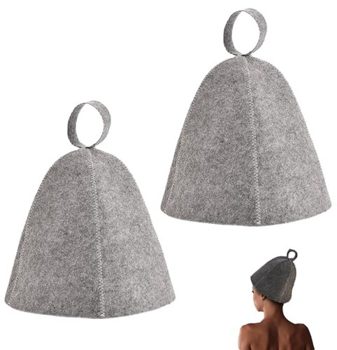 Qinsky Sauna Hat for Men and Women,2PCS Felt Sauna Hats Durable Sauna Cap Felt Hat Natural Felt Bath Hat for Sauna Hot Spring Bathroom