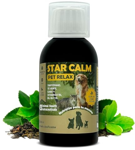 ESPADIET Star Calm Pet Relax för hundar och katter, tryptofan, grönt te, GABA, vitaminer B5, B2, B6 och B1, stöder lugnet och minskar ditt husdjurs stress - rädslahjälp 150 ml kruka