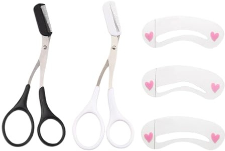 Piezas Tibreteo De Cejas De Acero Inoxidable Y 3 Piezas Plantillas De Adornos De Cejas, Ayudas Para Cejas, Herramientas De Belleza De Cejas, Tijeras Multifunción