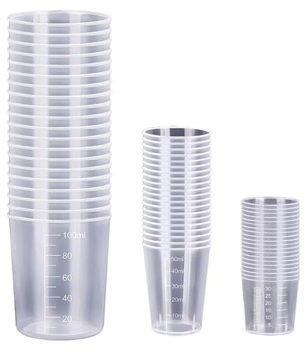 Plastic Measuring Cups, 60 PCS Measuring Jugs 30ml 50ml 100ml Easy Read Measurement Kitchen & Laboratory Essential Versatile Non Fragile Solution for Accurate Liquid Measurement