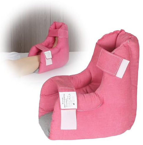 EZ Assistive Protecteurs De Talon pour Soulagement des Escarres, Coussin pour Pied pour Traitement De La Douleur Et des Blessures Aux Talons chez Les Personnes Âgées/Patients Alités (Rouge)