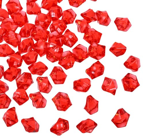 QUARKZMAN 2500pcs Piedras de Hielo Falsas Acrílicas Cristales Rojo Pálido Gemas de Piedra Diamantes Falsos Destellantes de Hielo Triturado para Rellenar Jarrones