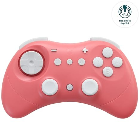 GuliKit Elves 2 Wireless Controller für Switch, Switch 2, Windows-PC, Android, iOS, Hall-Effekt-Joysticks, 1000Hz Kabelgebunden, 730Hz Bluetooth, Switch1/2 Wake-Up, Dual-Vibration, Gyro, Turbo - Rosa