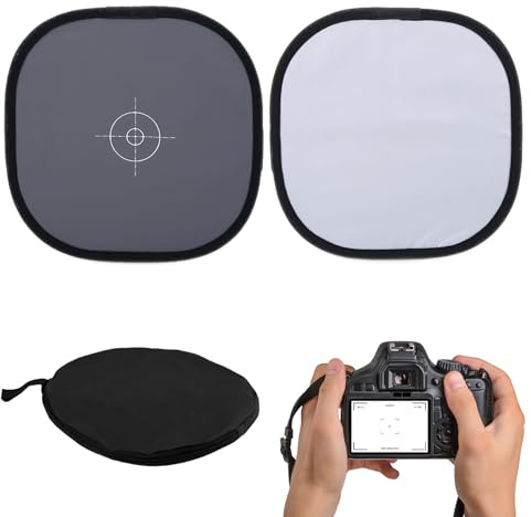 Scheda di riferimento, 18% grigio, per bilanciare i bianchi e bersaglio di messa a punto, 30 cm, cartone plastificato pieghevole con superficie grigia, accessorio fotografico multiuso per studio ed