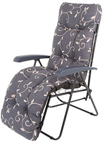 greemotion Relaxstuhl Garten Baltrum mit Fußteil - Klappsessel anthrazit grau & braun, Rückenlehne 7-Fach verstellbar – Relaxsessel klappbar für Terrasse, Balkon & Camping, 100x59x97 cm