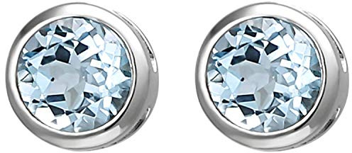 Jobo Damen-Ohrstecker aus 925 Sterling Silber mit Blautopas 6 mm