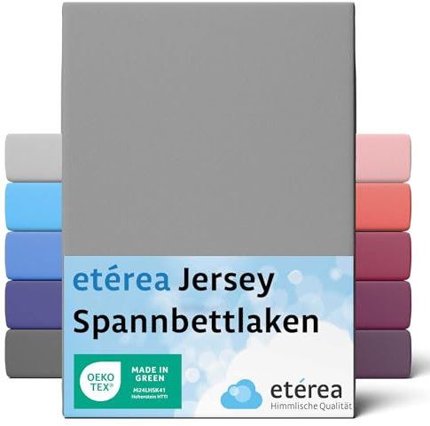 etérea Jersey Spannbettlaken 60x120cm - 70x140cm Grau bis 15 cm Höhe - 100% Baumwolle Spannbetttuch Oekotex - Bed Sheets Leintuch Bettbezug - Bettlaken 60x120 cm - 70x140 cm - Gray